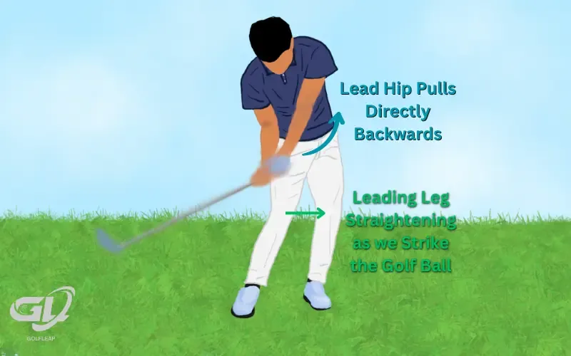 leading leg straighting on impact of the golf swing